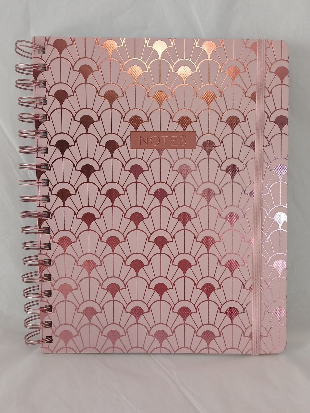 Art Deco Hardcover Wirebound Journal With 2 Pockets, Pink, James Burke